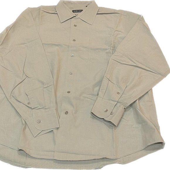 Mens Beige Long Sleeve Button Down Dress Shirt German Brand Horst Dusseldorf - Picture 2 of 11